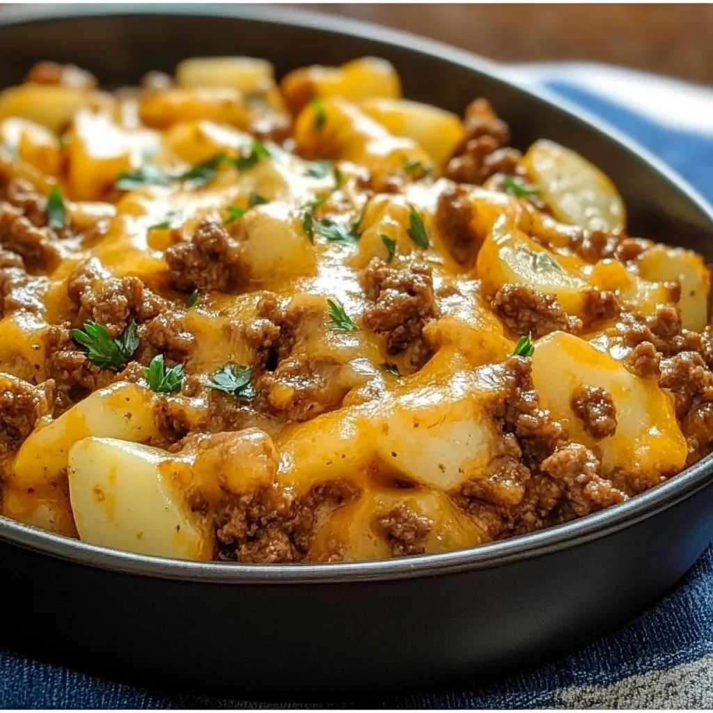 Cheesy Ground Beef & Potato Casserole (One-Pan Dinner!)