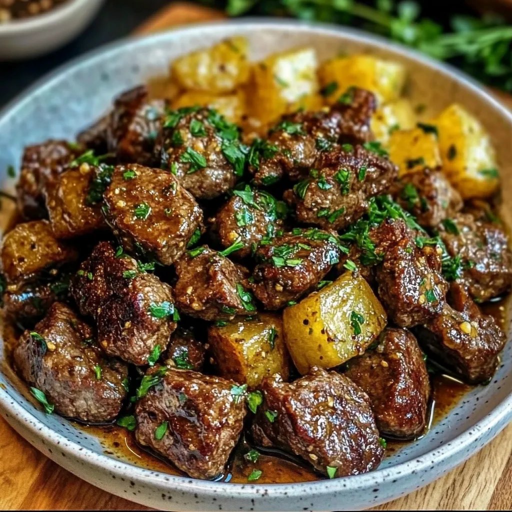 High Protein Slow Cooker Garlic Butter Beef Bites