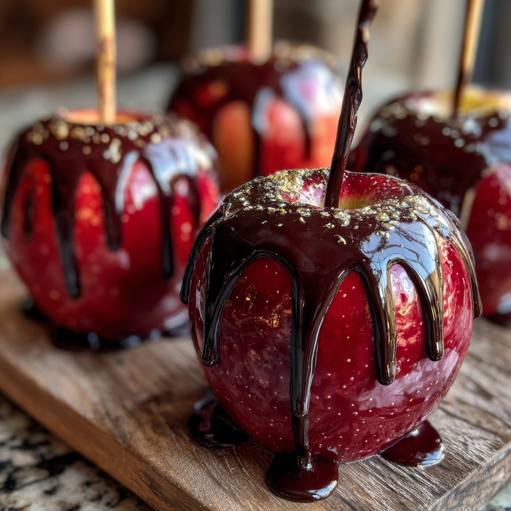 Homemade Candy Apples With Chocolate Drizzle