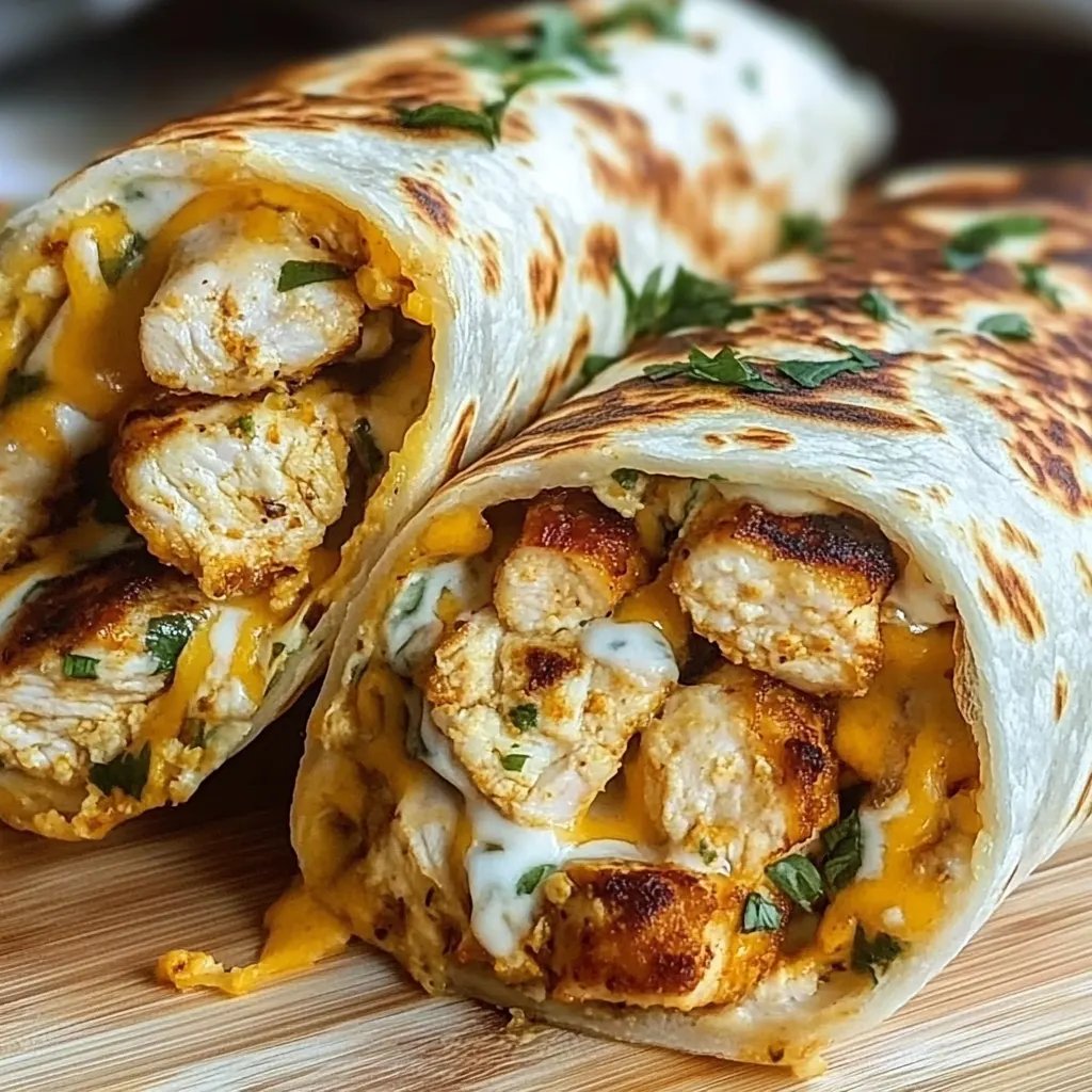 Ooey-Gooey Cheesy Garlic Chicken Wraps