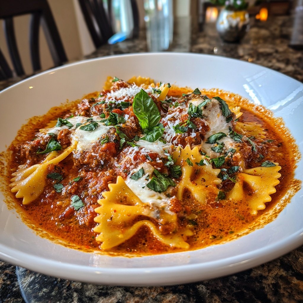 Homemade Lasagna Soup With Bow Tie Pasta