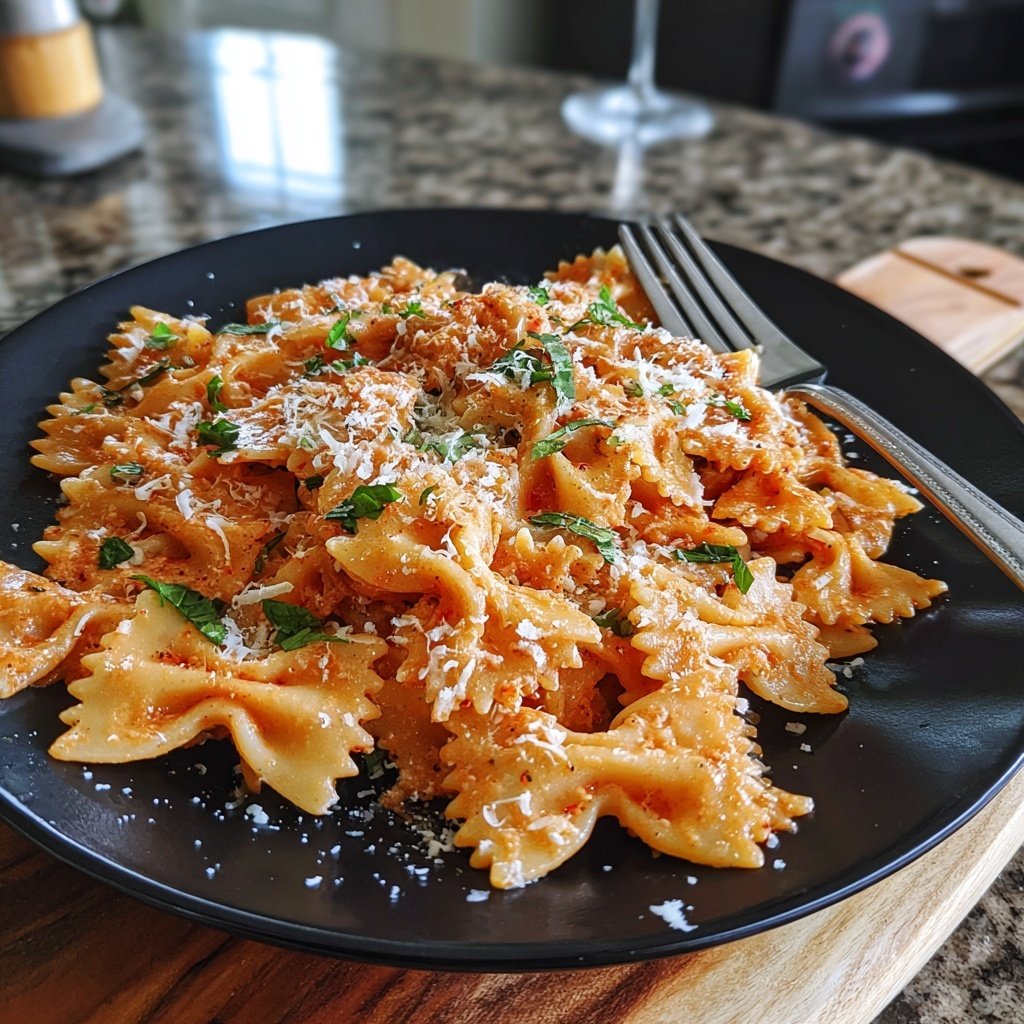 Bow Tie Pasta With Creamy Tomato Sauce