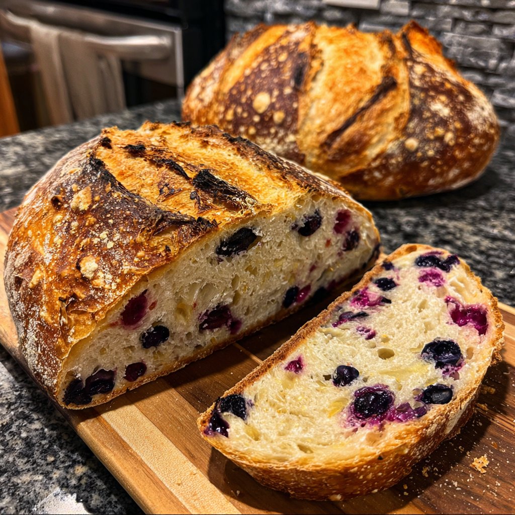 Blueberry Lemon Sourdough Bread Sliced