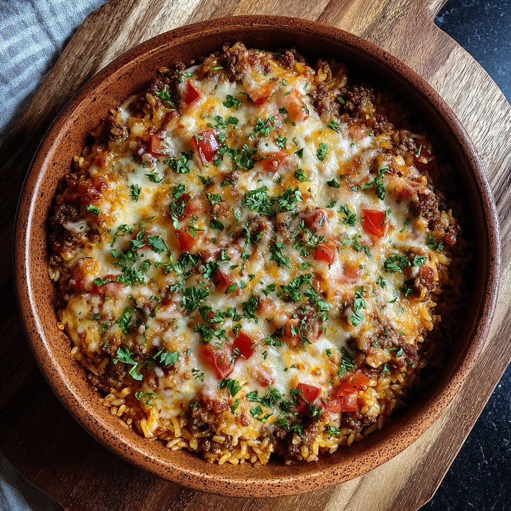 Ground Beef And Tomato Rice Bake